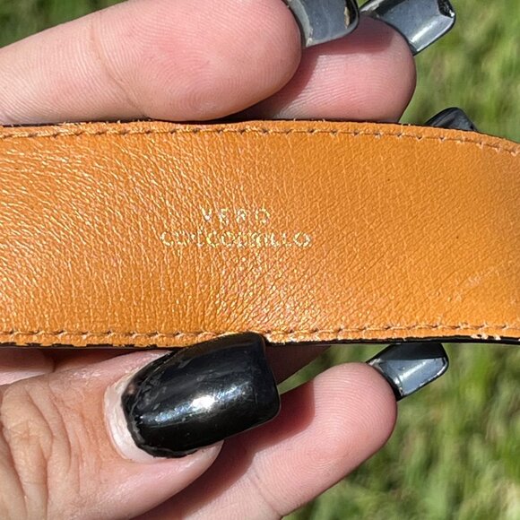 a.testoni Black Snake Leather Belt Size 42 / US 34" - Picture 7 of 9